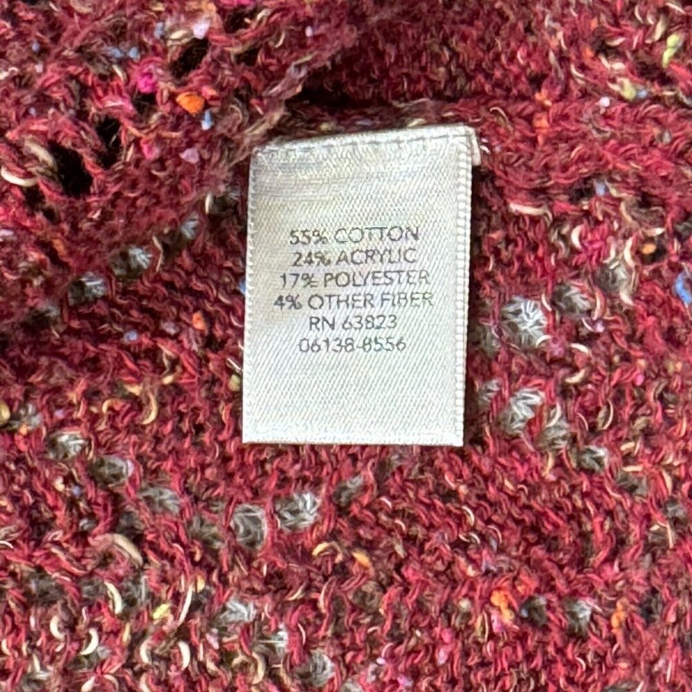 CJ Banks Cardigan Sweater Womens Sz 1X Rust Burgundy One Button 3/4 Sleeve Lace - Picture 9 of 16